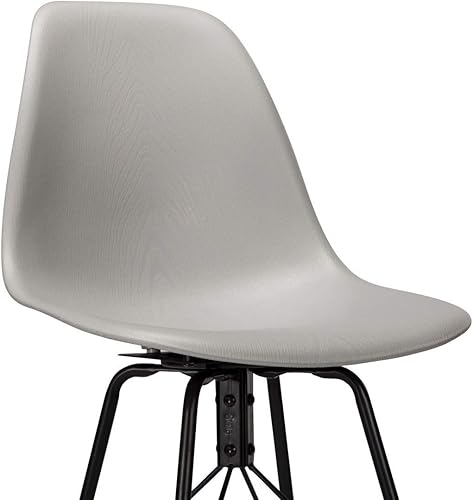 Miniatura 7 de Awonde Taburetes de bar giratorios de 24 pulgadas con respaldo, juego de 4 taburetes de altura de mostrador de plástico gris, sillas de bar con