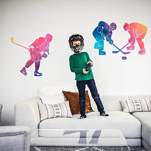SUPERDANT Color Gradient Art Wall Sticker with Hockey Player DIY Art PVC Wall Decal Removable Wall Stickers and Murals Wall Decoration for Garden Living Room Bedroom Playroom - Image 4