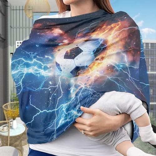 Image of Coldinair Lightening Fire Football Baby Car Seat Covers for Boys Multi-use Cover,Baby Carseat Canopy,Nursing Cover for Breastfeeding