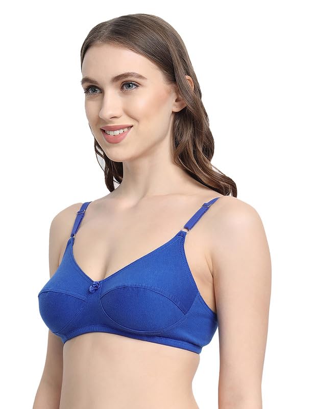 Image of VSTAR HANA Non-Wired Non-Padded Cotton Knitted Full Coverage Bra for Women with Double Layered Seamed Cups