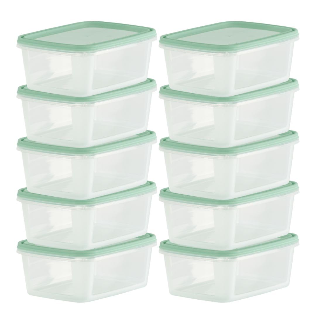 [10 Packs Snap-On Airtight containers with Lids 500ml (0.5 Litre) Food Storage Containers, Meal Prep containers with lids- Leak Proof Microwave Freezer Dishwasher Safe Reusable