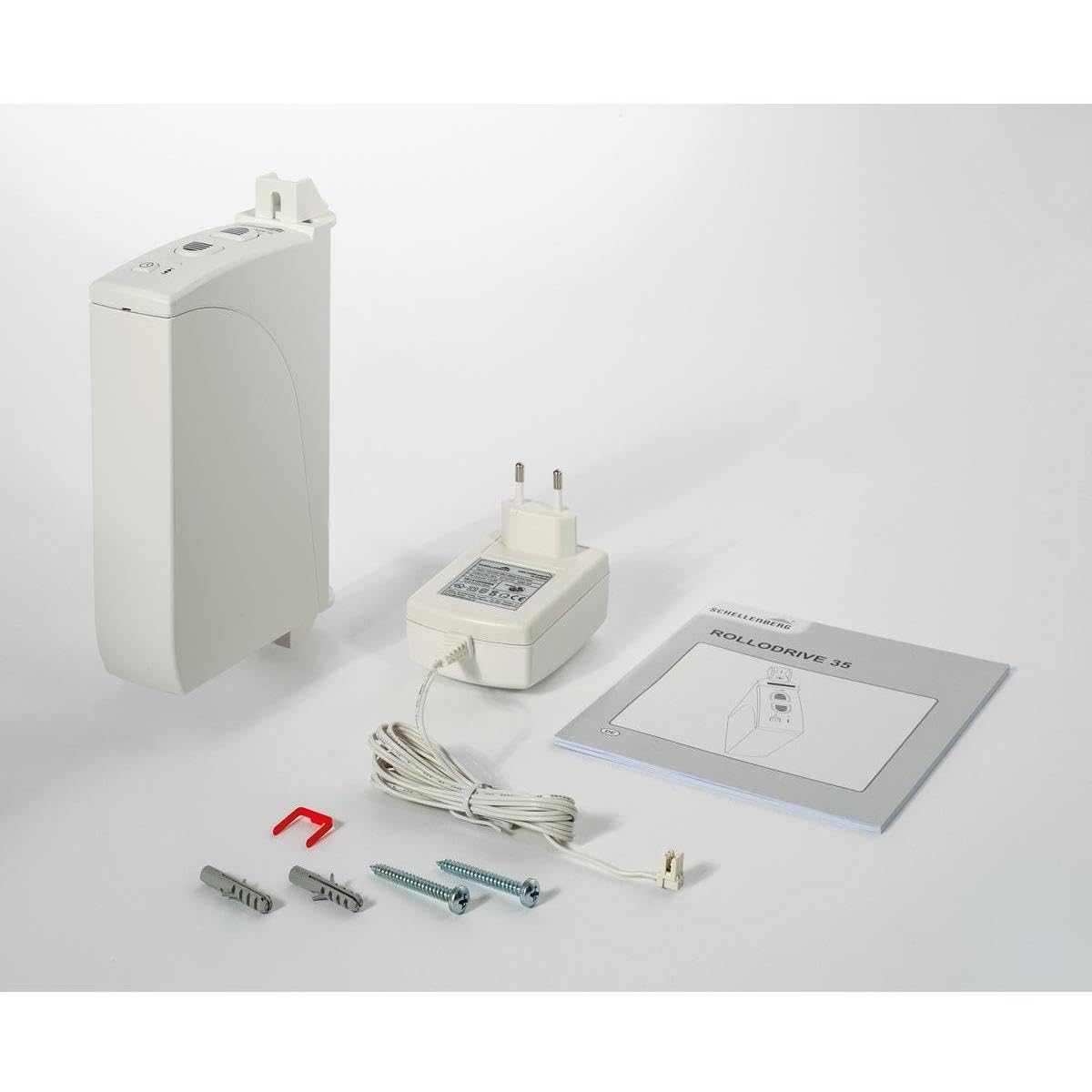 Schellenberg RolloDrive 35 Elektrischer Gurtwickler Aufputz, bis 4 m², 14-15 mm Gurtbreite, 12 kg Zugkraft, mit Zeitautomatik