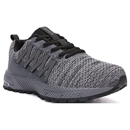 SOLLOMENSI Zapatillas de Deporte Hombres Mujer Running Zapatos para Correr Gimnasio Sneakers Deportivas Padel Transpirables Casual Montaña 45 EU H Gris