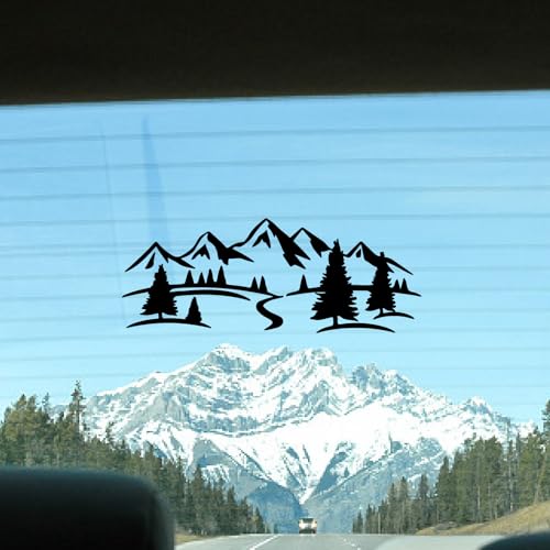 Image of GORGECRAFT 4 Styles 4Pcs Mountain Tree Forest Car Sticker Black Reflective Car Bumper Decals Waterproof PET Automotive Exterior Decor Stickers for SUV Truck Motorcycle Doors Walls Laptop