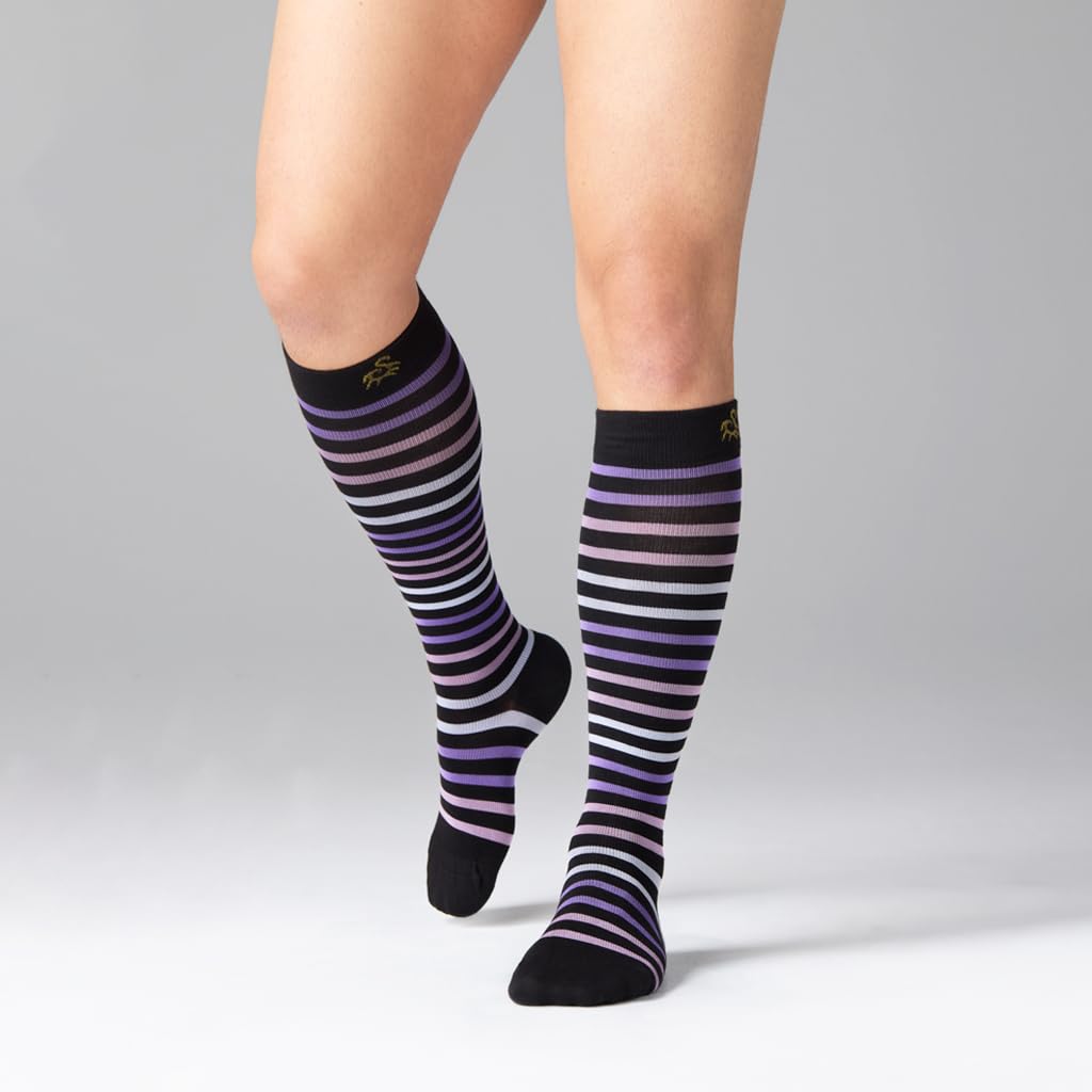 SOLIDEA Gambaletti STRIPE GAME FENICE, Colore NERO, Calze a compressione graduata 15/21 mmHg Art. 0633A0