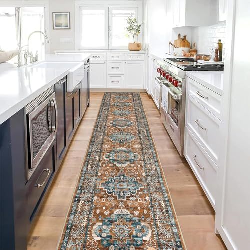 Pauwer Boho Hallway Runner Rug 2x10 Washable Entryway Area Rugs Non Slip Farmhouse Vintage Floor Mat Carpet Runner for Hallways Laundry Room Kitchen Bathroom Bedroom
