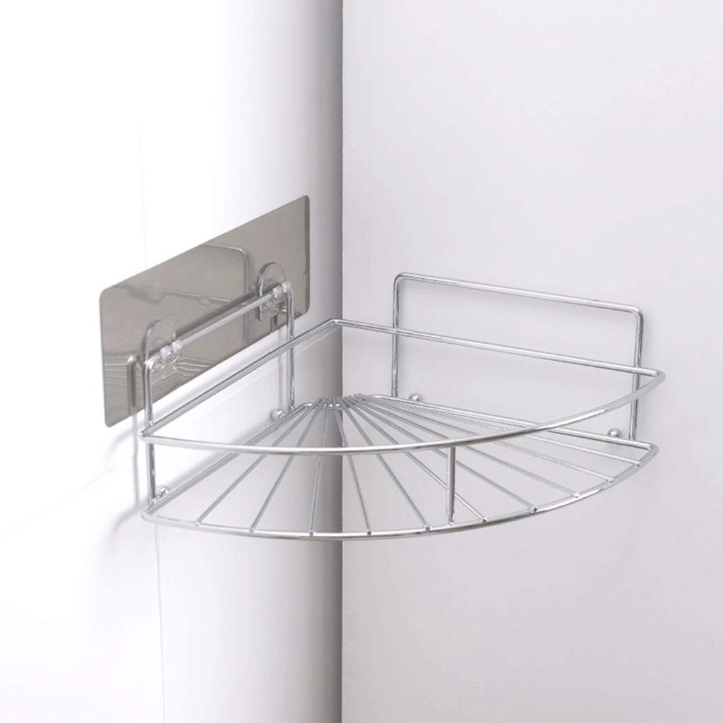 Estante de ducha de aluminio duradero con cesta de esquina adhesiva