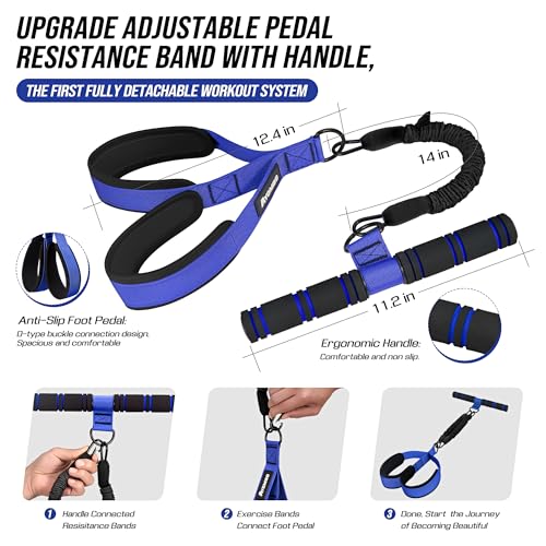 Image of Upgrade Pedal Resistance Band with Handle, Adjustable Tube Foot Pedal Device Puller Exercise Bands, for Abs Arm Leg Waist Workout, Core Pilates, Sit Up Fitness Equipment for Full Body Training