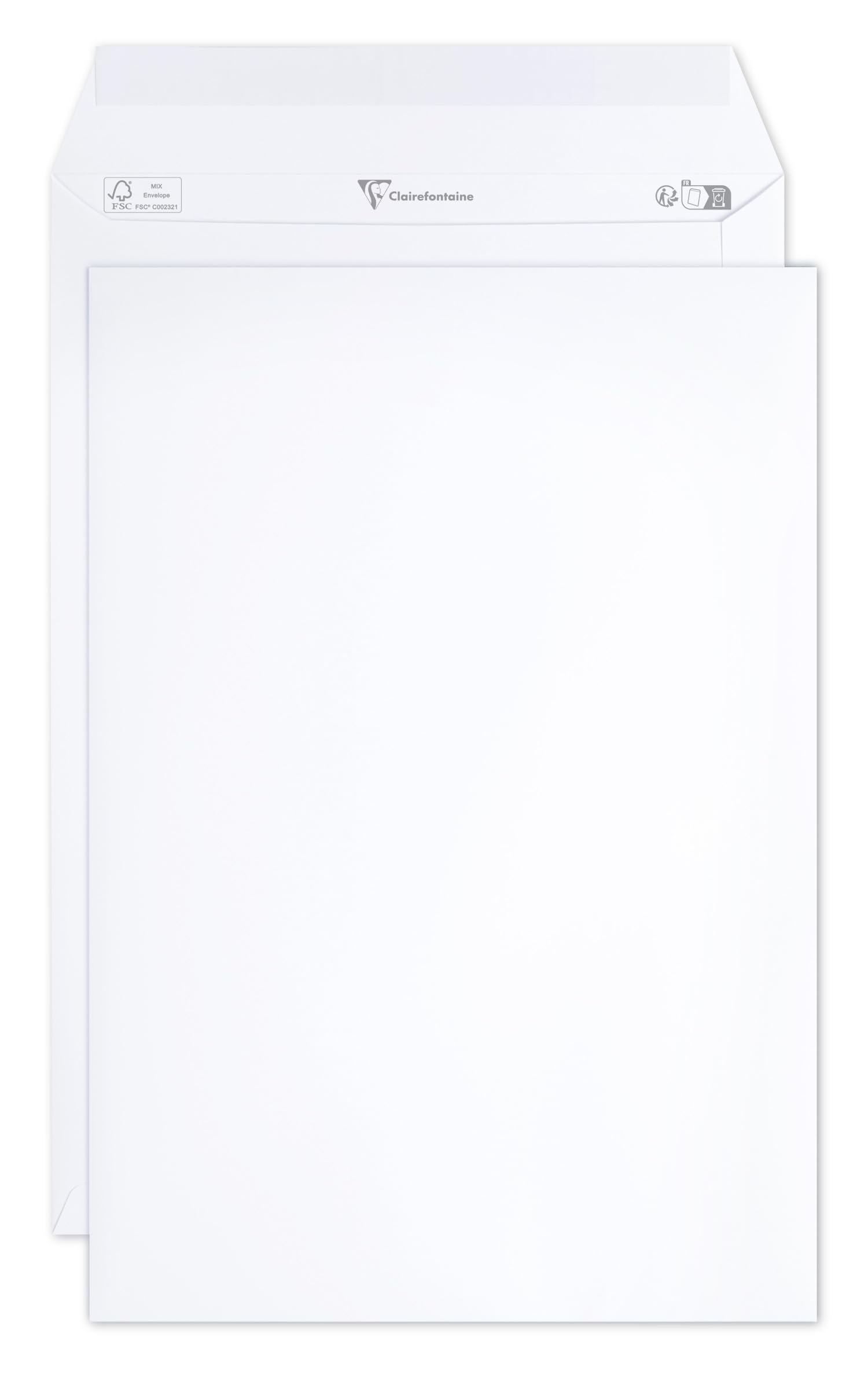 Clairefontaine 8250C - Scatola da 250 Buste Bianche C4-229x324 mm - Autoadesive - 120g/m²