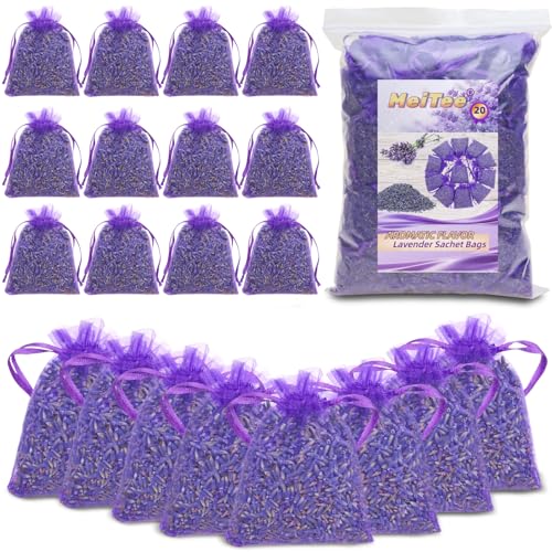 20 Pack French Lavender Sachets Fresh Scent for Closets Drawers Car