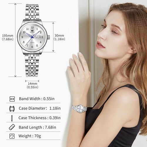 Image of OLEVS Luxury Ladies Watches,Women's Watch with Day and Date,Female Watch for Small Wrist,Gold Stainless Steel Watches for Women,Easy Read Ladies Wrist Watches Waterproof(Adjustable Strap