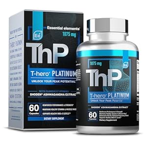 Essential Elements T-Hero Platinum – Daily Testosterone Support for Men – Promotes Vitality & Drive – Testosterone Supplement with Shoden Ashwagandha, Shilajit, Boron, DIM – 60 Count – 30 Servings