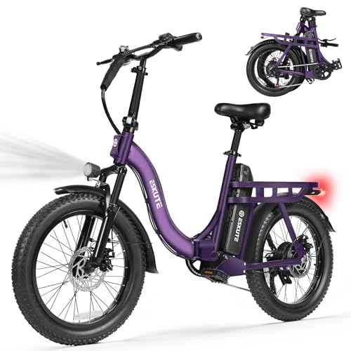 ESKUTE Electric Bike for Adults – 1200W Peak Motor, Folding 20x3 Fat Tire E‑Bike, 48V 13Ah Battery, Step‑Through Cargo Fold Ebike, NFC Unlock, 20+ MPH, 7‑Speed, Up to 55 Miles image 7