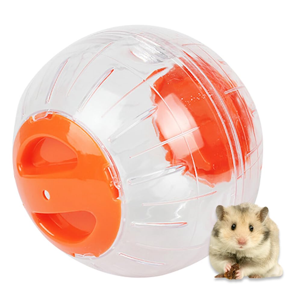 Bola de Ejercicio de Hámster, Mini Bola de Actividad de Hámster Transparente de 4,7 Pulgadas, Rueda Silenciosa, Juguetes para Mascotas de Animales(Naranja)