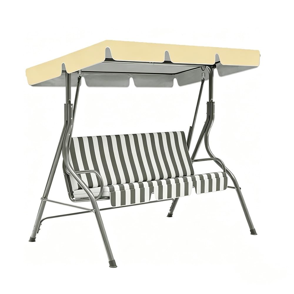 BEWEGNLNHK Waterproof Patio Swing Canopy Replacement Cover 2 3 Seater Porch Swing Canopy Replacement Top Cover Outdoor Swing Cover For Garden Porch Hammock(Khaki,249x185cm/98x73in)