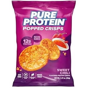 Pure Protein Popped Crisps, Sweet Chili, High Protein Snack, 12G Protein, 1.27oz., 12 Count