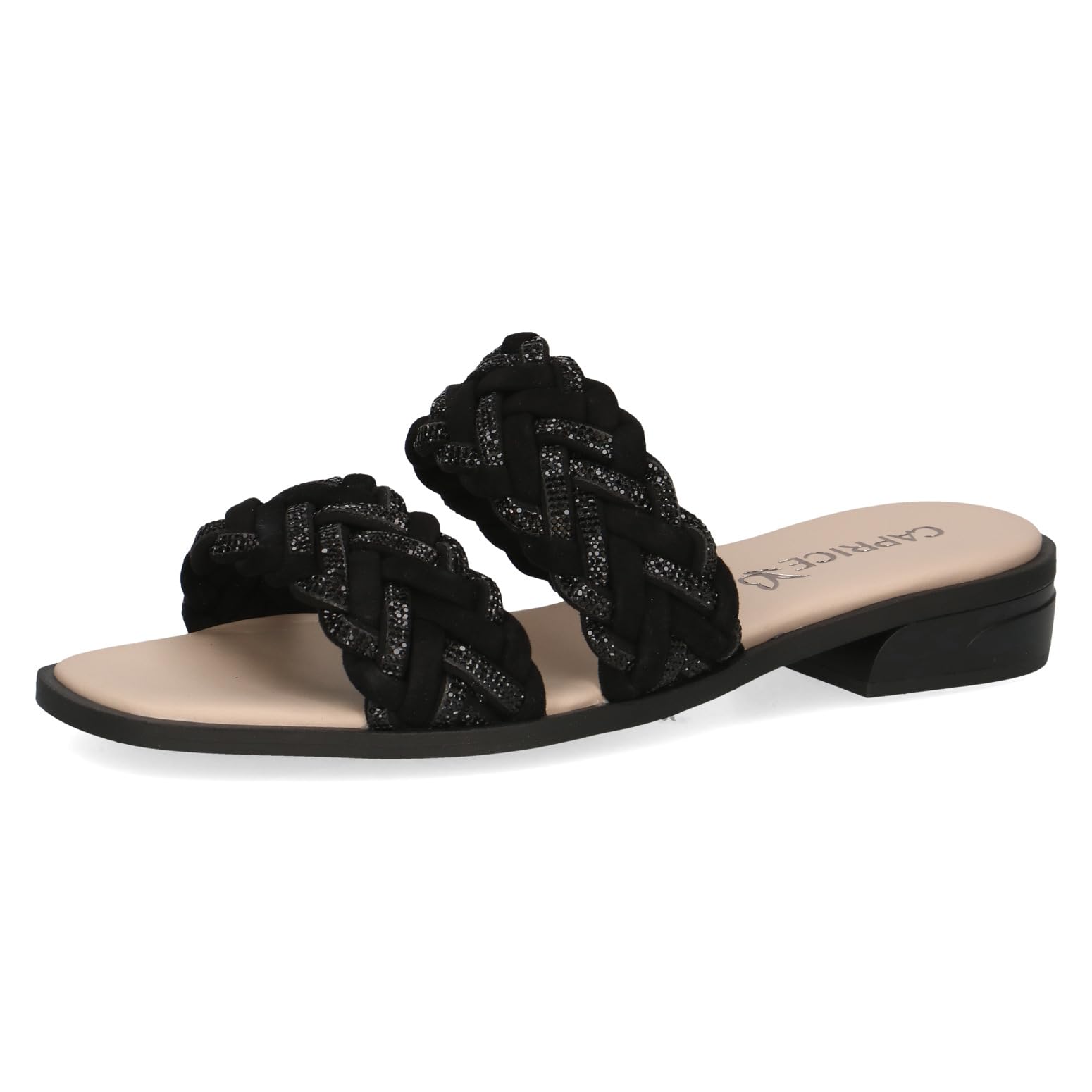 CAPRICE Women's Mules Glitter Elegant, Black (Black Suede), 4 UK