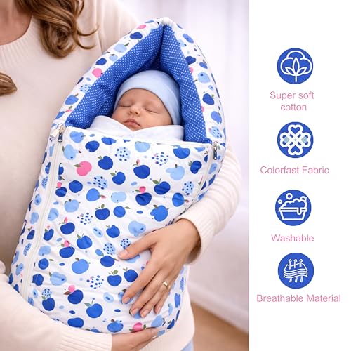Image of Fareto Combo of Baby Bed with Net | Carry Bag | 4 Pcs Bedding Set (0-6 Months, Baby Size, Cotton) (Blue Apple)