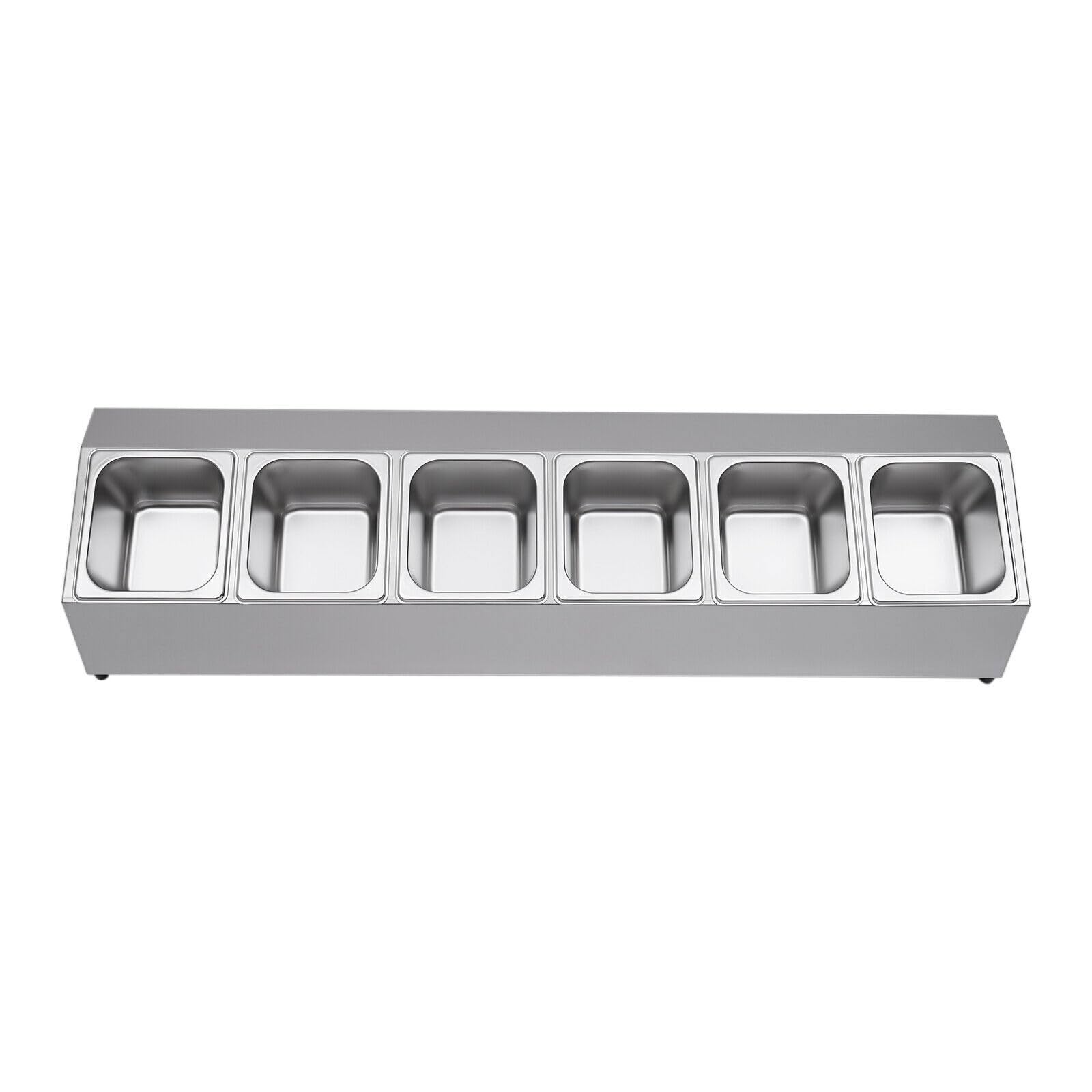Recipiente para ingredientes, 6 insertos, caja de ingredientes, caja de condimentos, placa de accesorios para recipientes GN Gastronorm RCPN 6, con 6 recipientes GN y 6 tapas, recipiente
