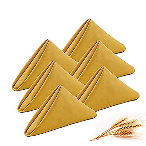 KOFFOTA Cotton Napkins for Dinner.Thanksgiving Cloth Napkins Fall Table Decorations Thick,Whashable,Durable Easy Care for Everyday Use,Parties, Restaurants.1818 (Gold,Set of 12)