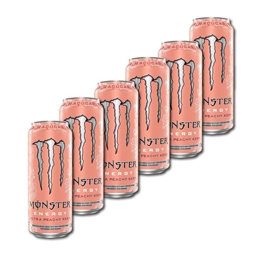 Pack de Monster Ultra Peachy Keen Zero Açúcar - 6 unidades de 473ml