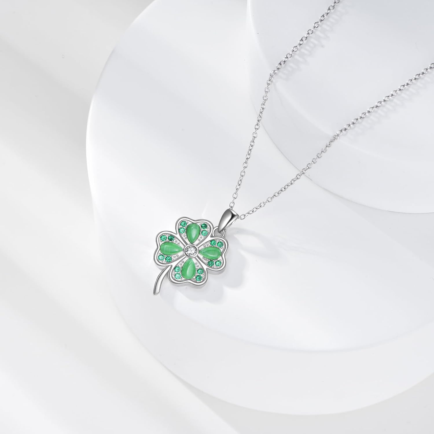 Four Leaf Clover Necklace 925 Sterling Silver Shamrock Necklace for Women St.Patricks Day Necklace Jewelry Gifts for Women - Image 2