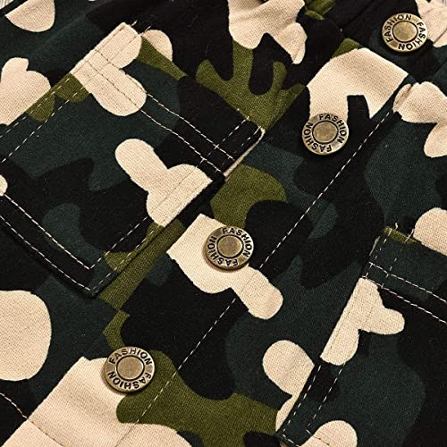 Image of Toddler Baby Girls Camouflage Outfit Black Letter Tops Shirt + Denim Skirt Dress Shorts Summer Two Piece Clothes Set