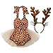 dPois Kids Disfraz de Reno Navidad Bebe Niña Monos con Falda de Tul Tutú y Diadema Disfraces Halloween Niñas Recien Nacido Chocolate 3-6 Meses