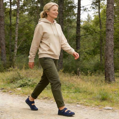Image of Besroad Womens Walking Shoes Wide Diabetic Shoes Adjustable Barefoot Casual Sneakers Breathable Zero Drop Arthritis Edema Sneakers Indoor Outdoor