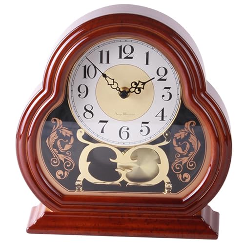 Orologi per camino per soggiorno mantello tranquillo orologio vintage in legno vintage orologio da tavolo a batteria a batteria con oscillazione pendolo per tavolo da ripiano da banco per ufficio