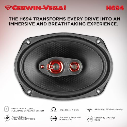 CERWIN-VEGA! H694 6"× 9" HED 4-Way 150 Watts 4 Ohm Coaxial Full Range Speaker Set(Pair) - Image 3
