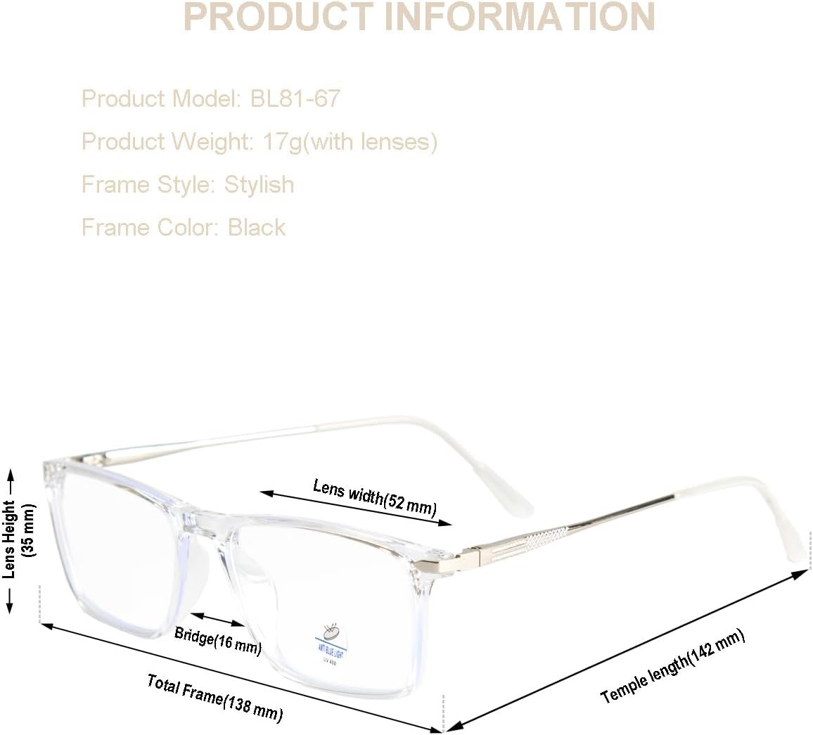TR90 Blue Light Blocking Glasses for Men & Women | Premium Flexible & Ultra-Light Frame | Computer Glasses with UV Protection | Anti Eyestrain, Gaming & Reading | Clear Frame - Image 2