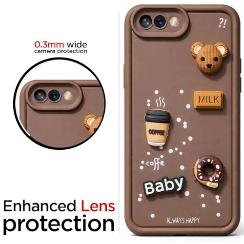Image of Bintage Case Ball Bear| Donut| Milk Cake| Baby| Coffee Rubber Case Camera Protection Back Cover Compatible for Realme C1 - Brown
