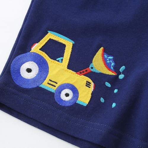 Image of Toddler Boy Clothes Cartoon Cotton Summer Short Sleeve T-Shirt and Shorts Kids Outfit Set 2-7 Year