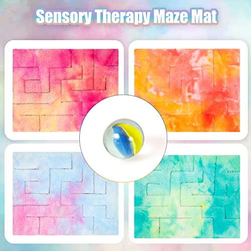 4 Pcs Marble Maze Mat Sensory Fidget Stress Relief Toys Calming Sensory Mat Anxiety Relief Fabric Toys for Teens School Home Reduce Stress(Marble Maze Style,8.66 x 6.3 in) - Image 5