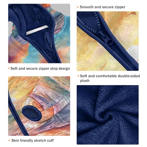 Boys Girls Fleece Jacket Sunrise at Seaside Kids Warm Hooded Outwear Coat3