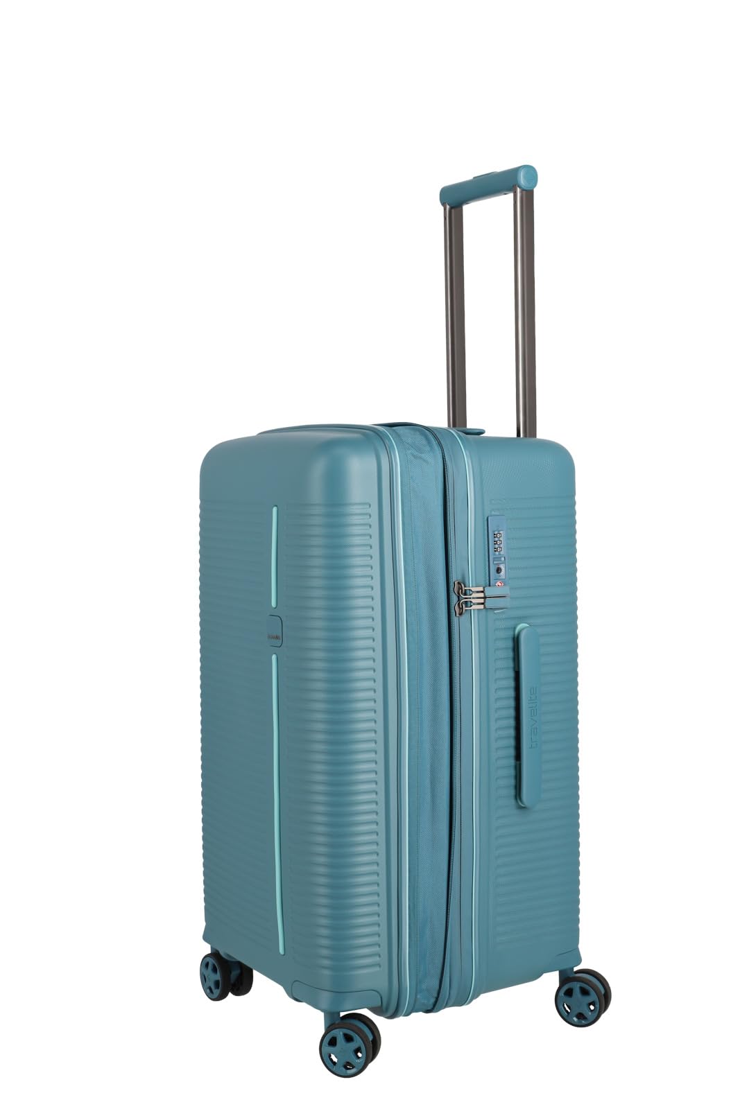 travelite Valigia rigida a 4 ruote media 74 L, valigia da baule, serie bagagli ROOMER, carrello rigido con piega ad espansione + serratura a combinazione TSA, 66 cm (senza bagagli ingombranti)