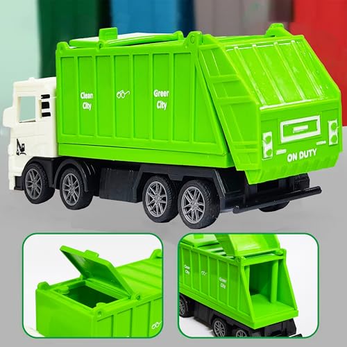 Image of VGRASSP City Sanitation 8 Wheel Truck Toy for Kids - Friction Powered Garbage Dumper Toy Vehicle with Openable Top and Back Door - Color As Per Stock