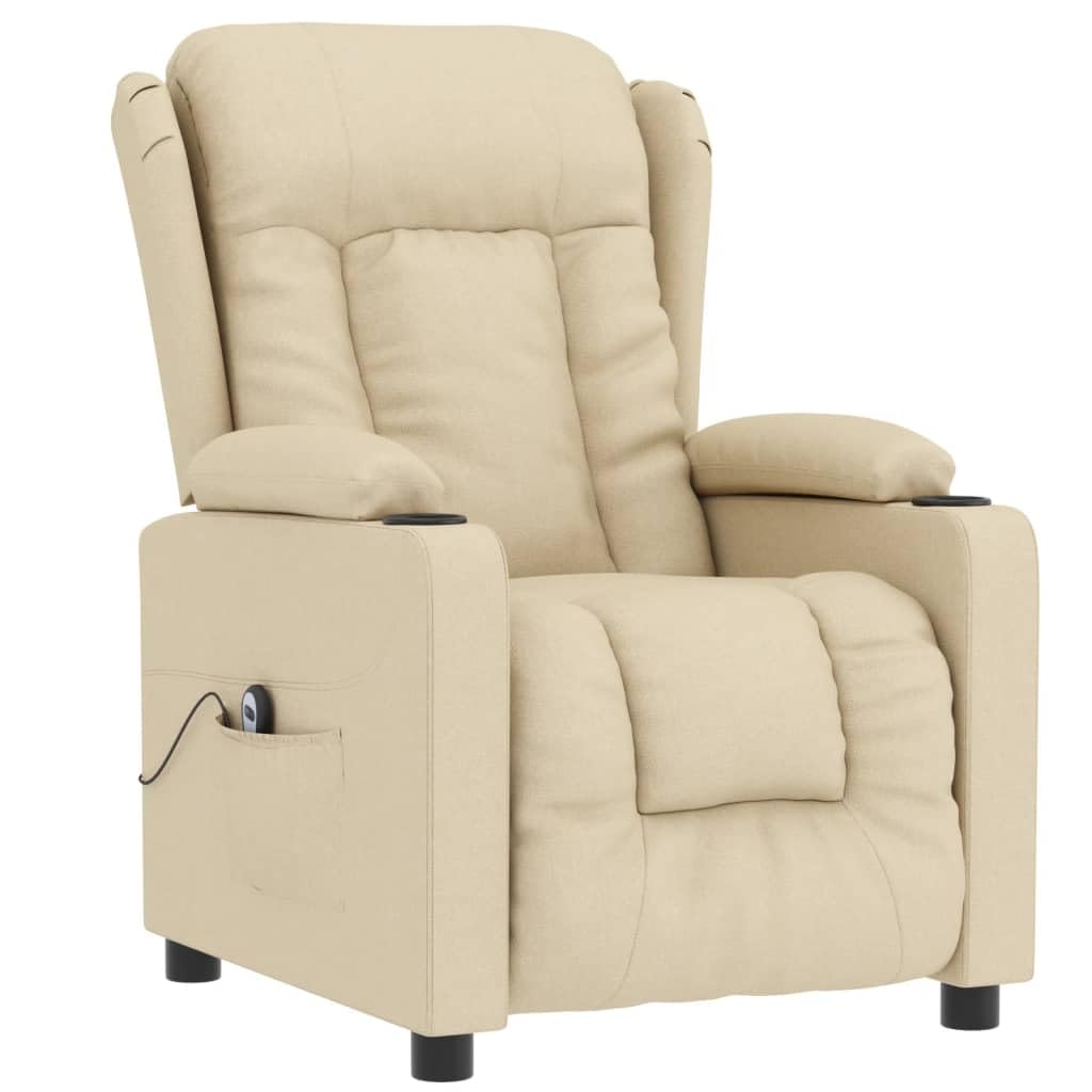 vidaXL Sillón reclinable eléctrico de Tela Crema