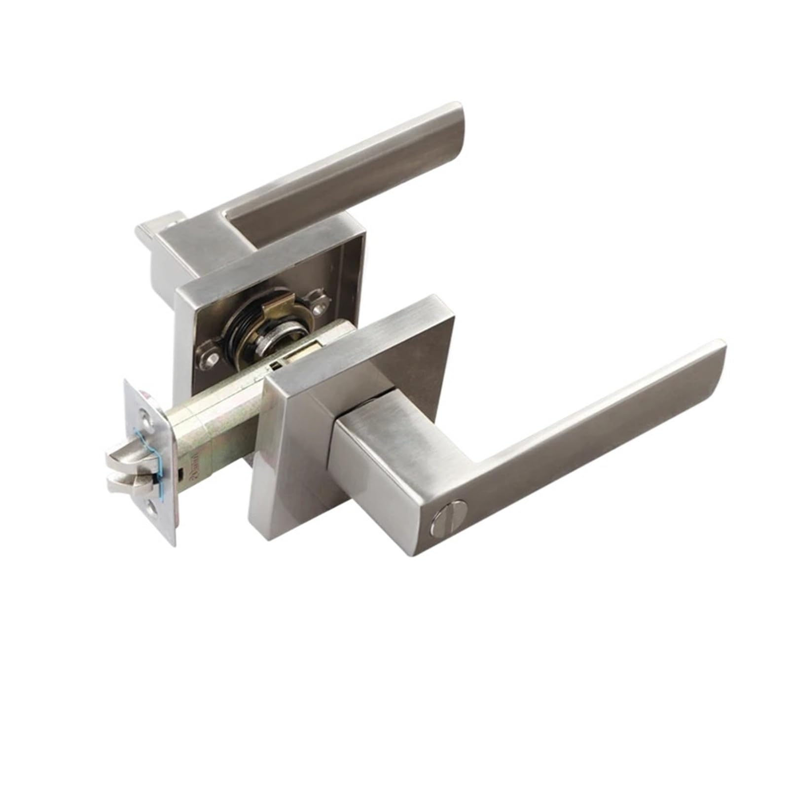 Sjloynwq Wire Drawing- Bk_60mm Bedroom Home Wooden Door Single Tongue Keyless Handle Three Rod Lock(Wire Drawing- Bk_60mm)