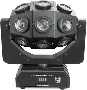 4 in 1 RGBW Moving Head Light 210W 18 LED Beam Stage Light DMX512 Color-Changing Rotating Head DJ Strobe Lights with 4 Control Modes for Wedding, DJ, Disco, Live Band, Stage Shows
