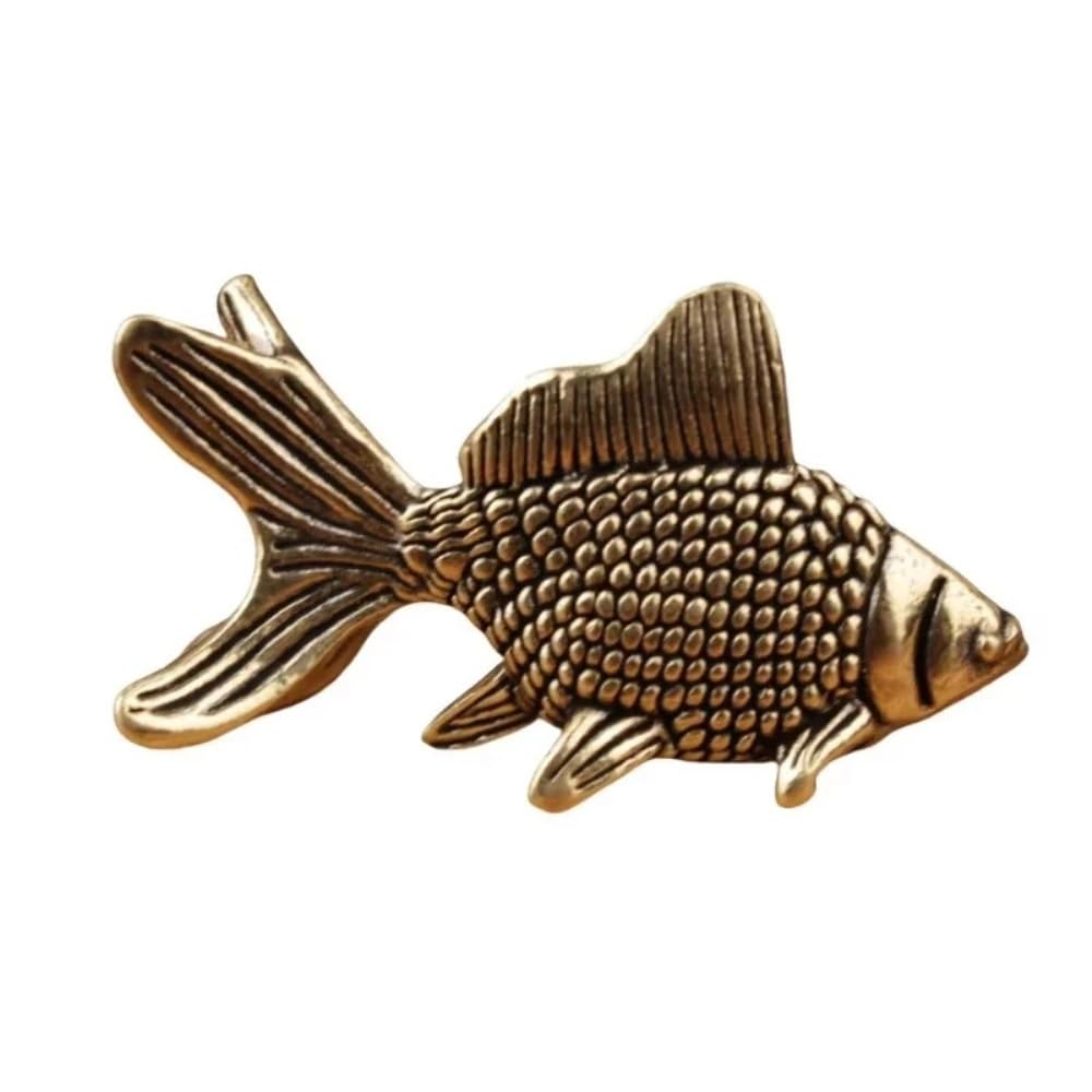 zhszzz Brass Goldfish Figurines Retro Lucky Animal Statue Miniatures Ornament Home Decor Desk Decoration