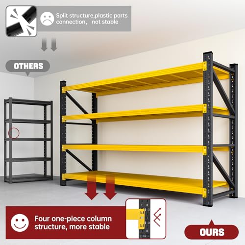 Image of RAVIGIN 5000LBS Storage Shelves,60 inch W Garage Shelving Heavy Duty Metal Adjustable Garage Shelves, Shelving Units Industrial Shelving for Warehouse,60 inch W x 24 inch D x 70 inch H,Yellow