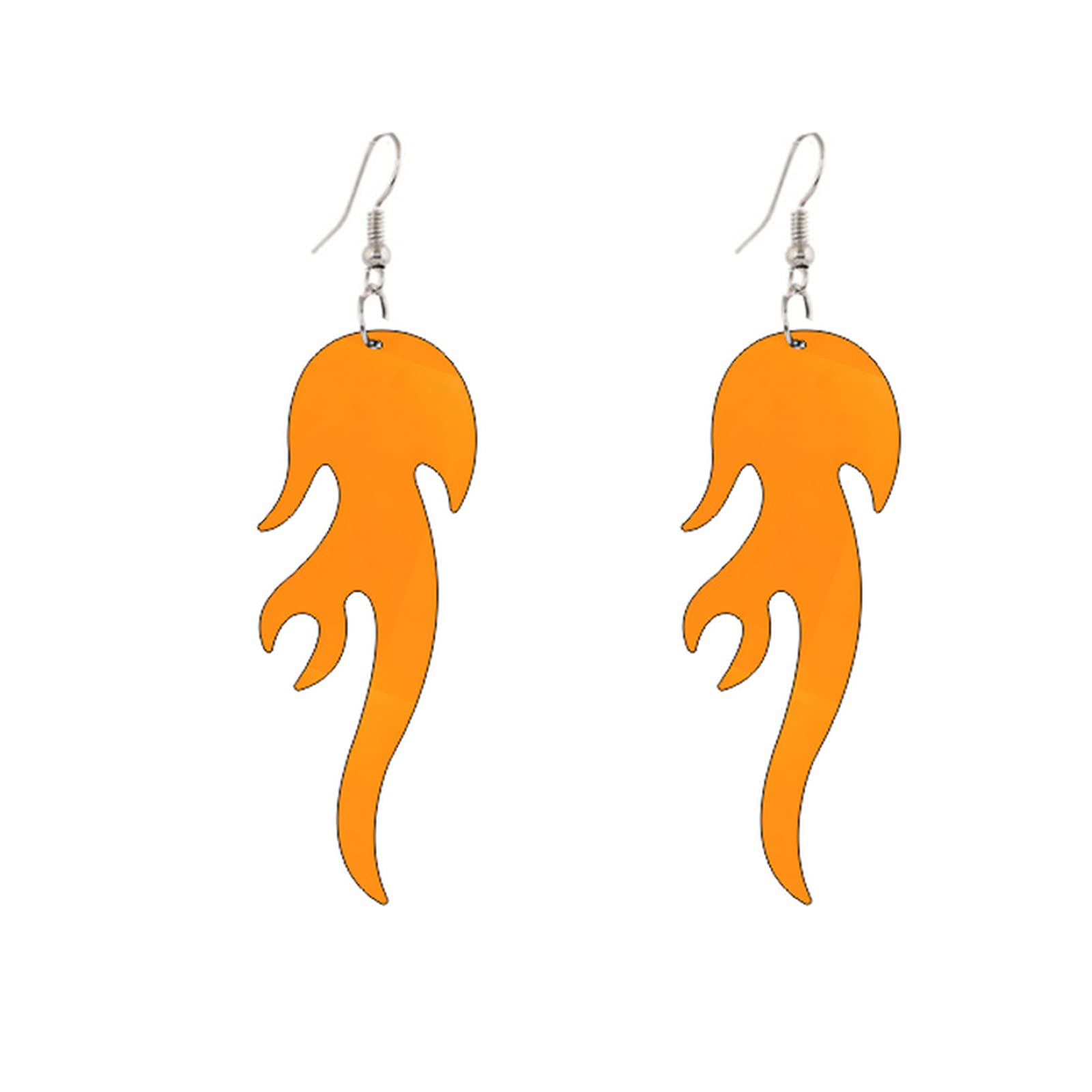 Punk Fire Element Circle Earrings for Women Girls Flame Acrylic Geometric Round Black Flame Earrings Funny Creative Gothic Vintage Cosplay Halloween Exaggerated Drop Dangle Earrings