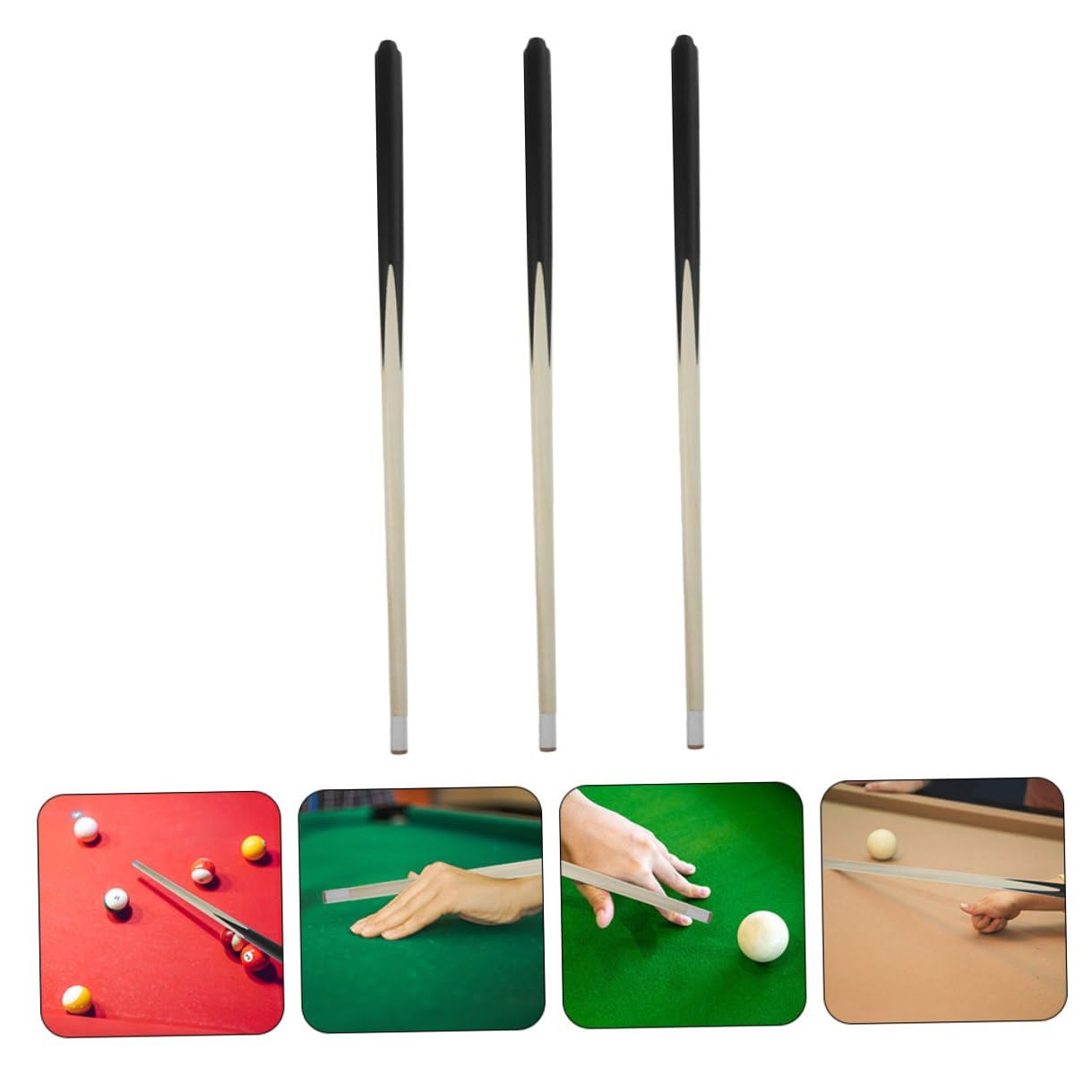 TOYANDONA Stecca da Biliardo Corta in Legno per Bambini e Adolescenti, Mini Stecca da Biliardo Leggera e Compatta, Accessorio Sportivo Salvaspazio per Giochi da Tavolo, Set da 3 Pezzi