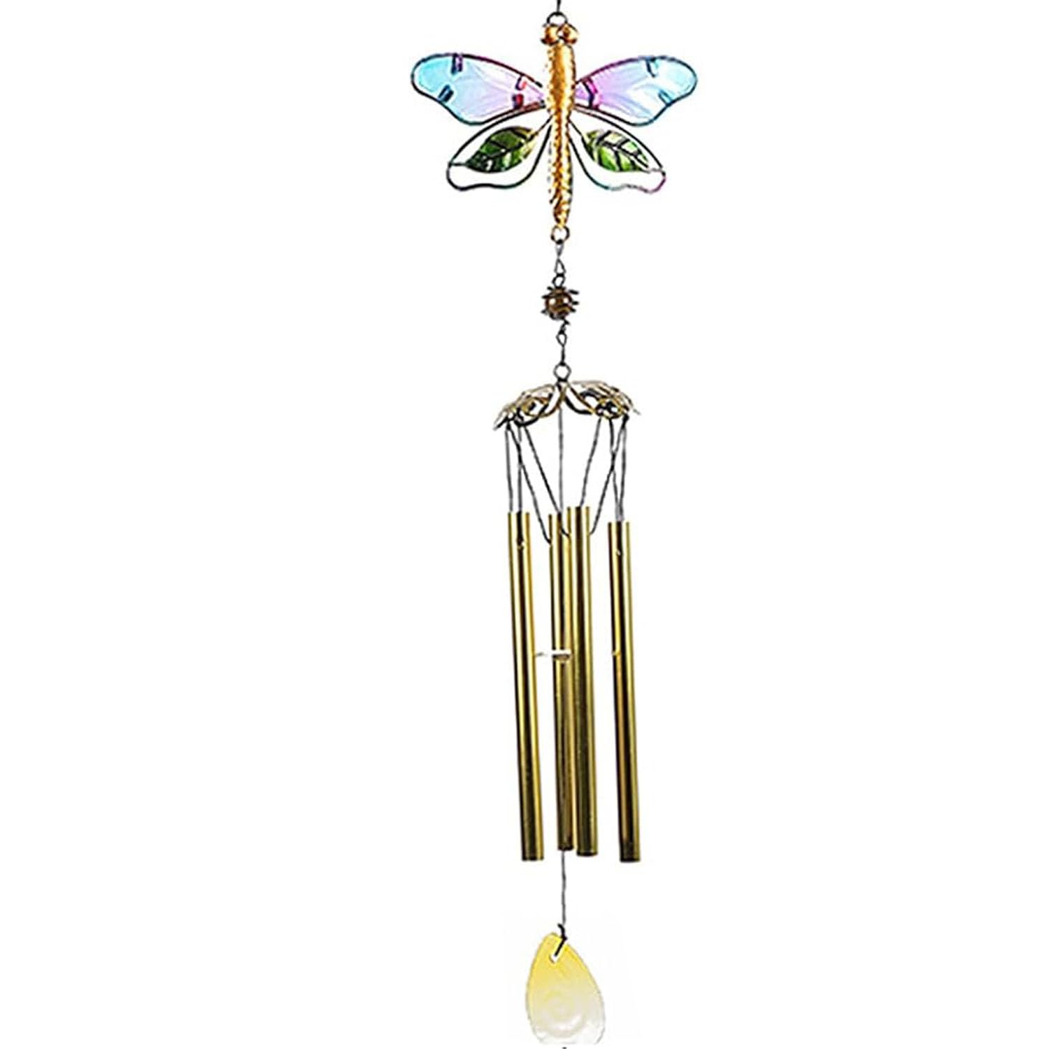 Wind Chimes, Wind Chimes for Garden,Dragonfly Wind Chime for Patio Hanging Decoration,Dragonfly Wind Chime Outdoor Porch Balcony Creative Hanging Decoration (78x15x2cm) (Yellow Dragonfly Bell Pipe)
