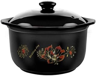 RONGJJ Naczynie do zapiekanek, gliniany garnek z terakoty garnek do gulaszu ceramiczny garnek do gotowania zdrowego odżywiania, wysoka wydajność i oszczędność energii, czarny, pojemność 1,5 l