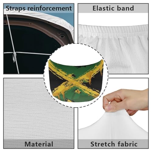 Image of Jamaican Flag Car Hood Cover Elastic Washable Vintage Jamaican National Flag Automotive Exterior Accessories All-Season Protection Suitable for Most SUV Sedans