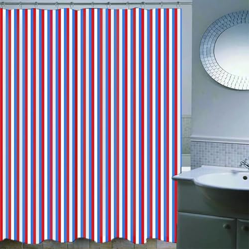 Rideau de bain en polyester imperméable à rayures verticales tricolores - 4