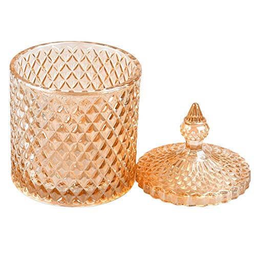 Youdirect Apothecary Jars, 20 Oz Glass Jars With Lids, Luxurious Crystal Bathroom Canisters Storage Organizer For Bath Salts/Bombs Cotton Balls/Swabs/Makeup Sponges (Rose Gold) #TOP1